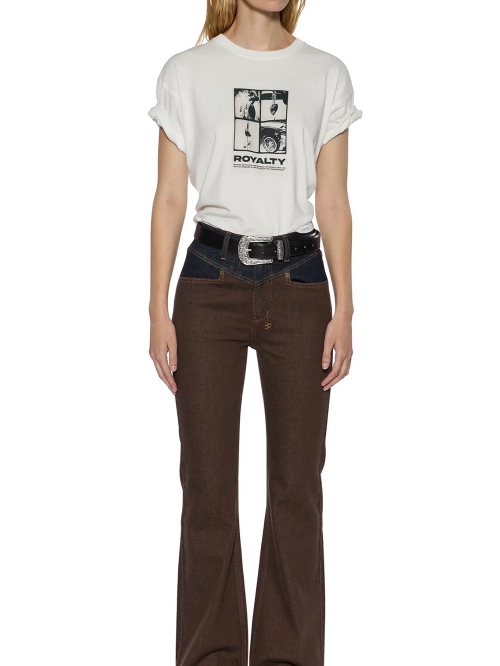 Ksubi Two-Tone Brown Flared Soho Jeans Original Spliced Size 31 New With Tags